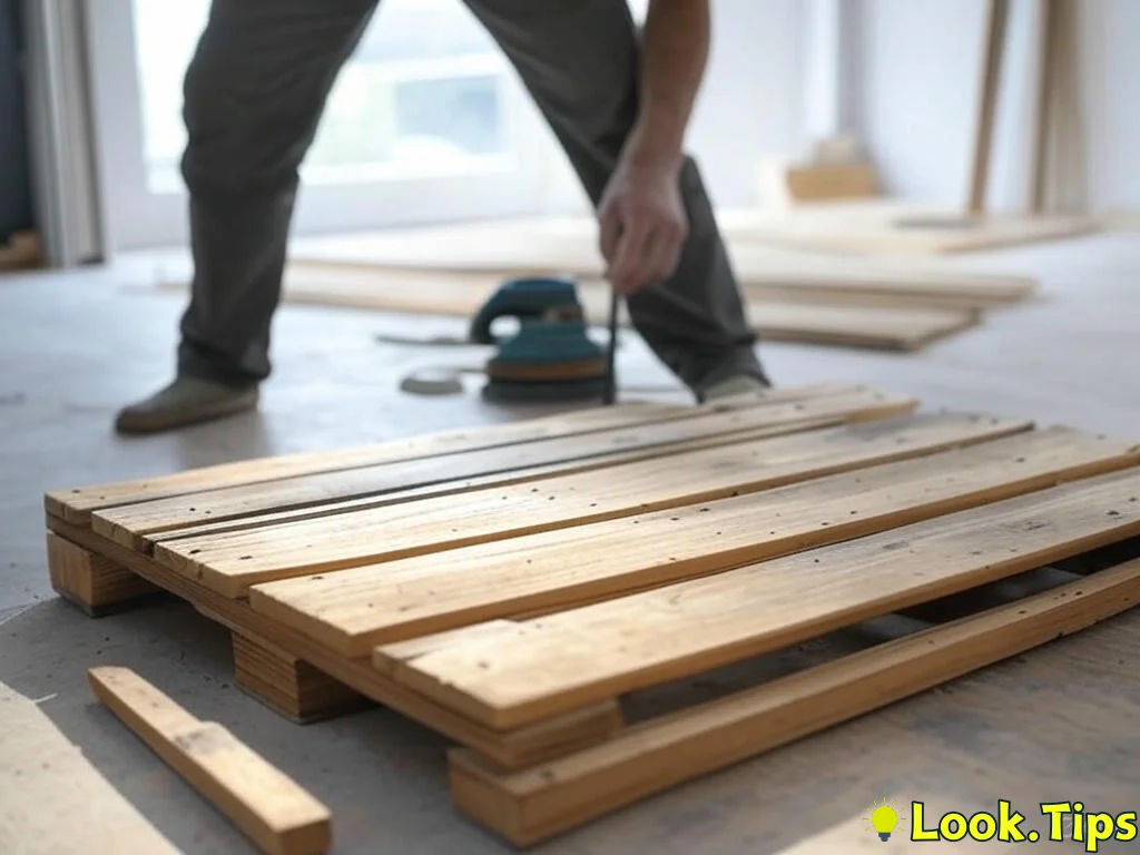 4. DIY Pallet Wood Floor 'Rug': Rustic Charm Reclaimed