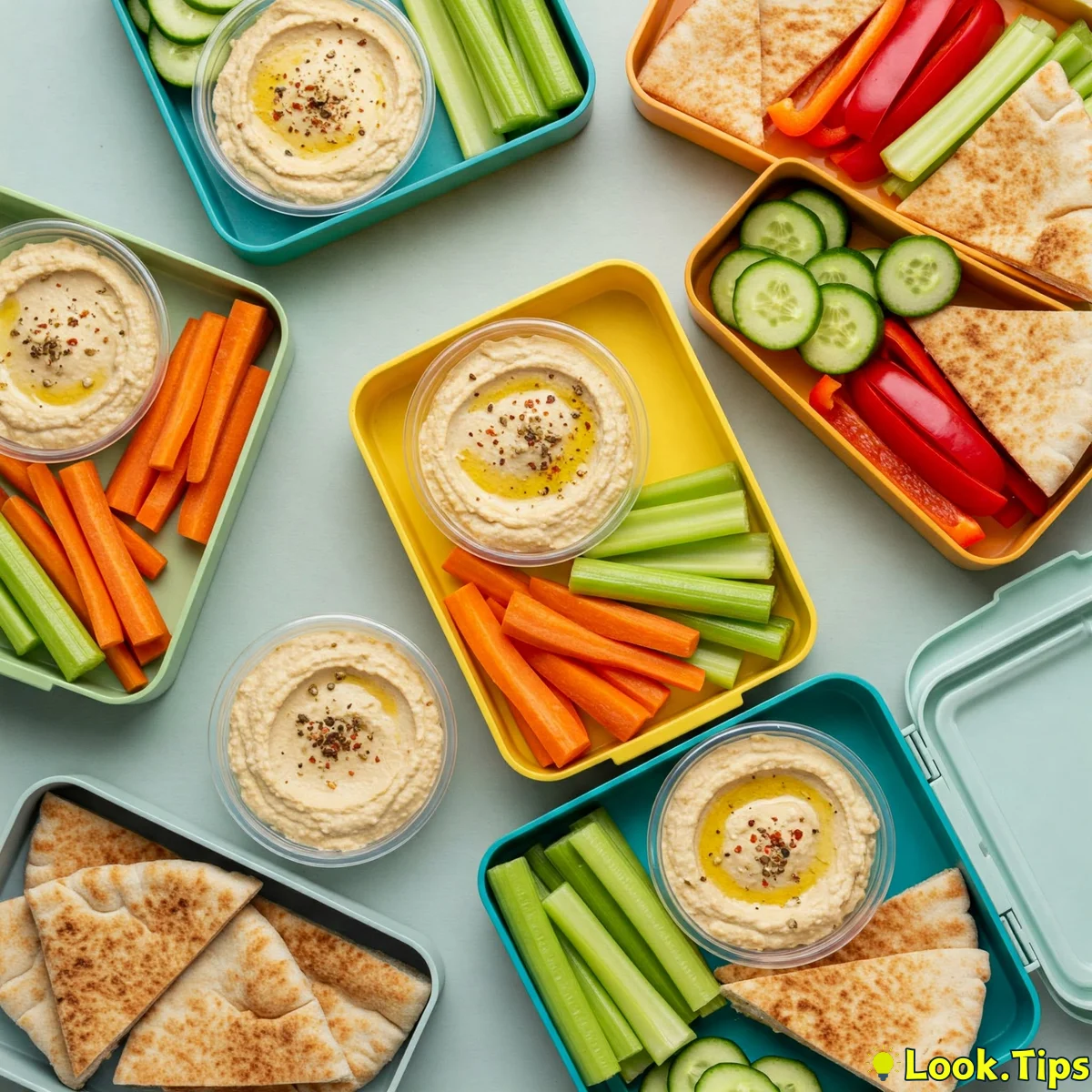 3. Hummus and Veggie Snack Boxes: Crunchy & Convenient
